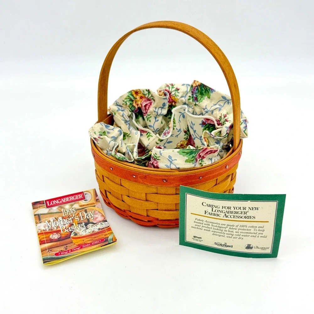 Longaberger 1996 Mother's Day Collection Small Basket with Floral Liner